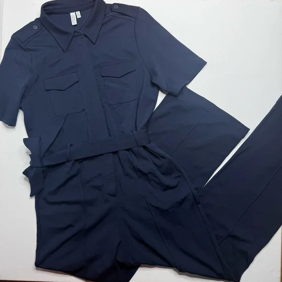 & Other Stories Jumpsuit Utility Boiler Suit Lyocell Button Belted Straight Leg - Picture 5 of 7